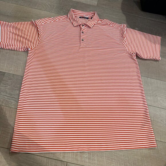 CUTTER & BUCK MENS XL TALL MENS ORANGE STRIPE GOLF POLO DRI FIT NWOT - Picture 1 of 8